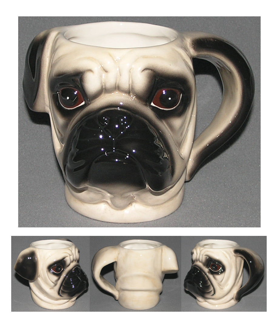 Porcelain mug 3D dog head coffee cup with logo