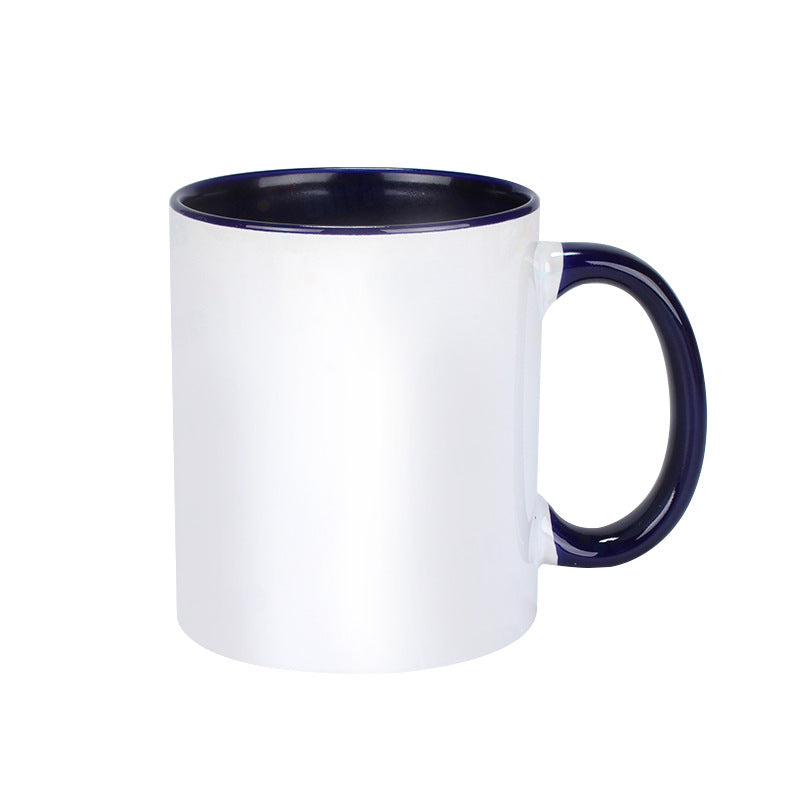 Custom Color Handle Sublimation Mug | Inner Color Ceramic Coffee Cup with Heat Transfer Coating | Personalized Printing Available