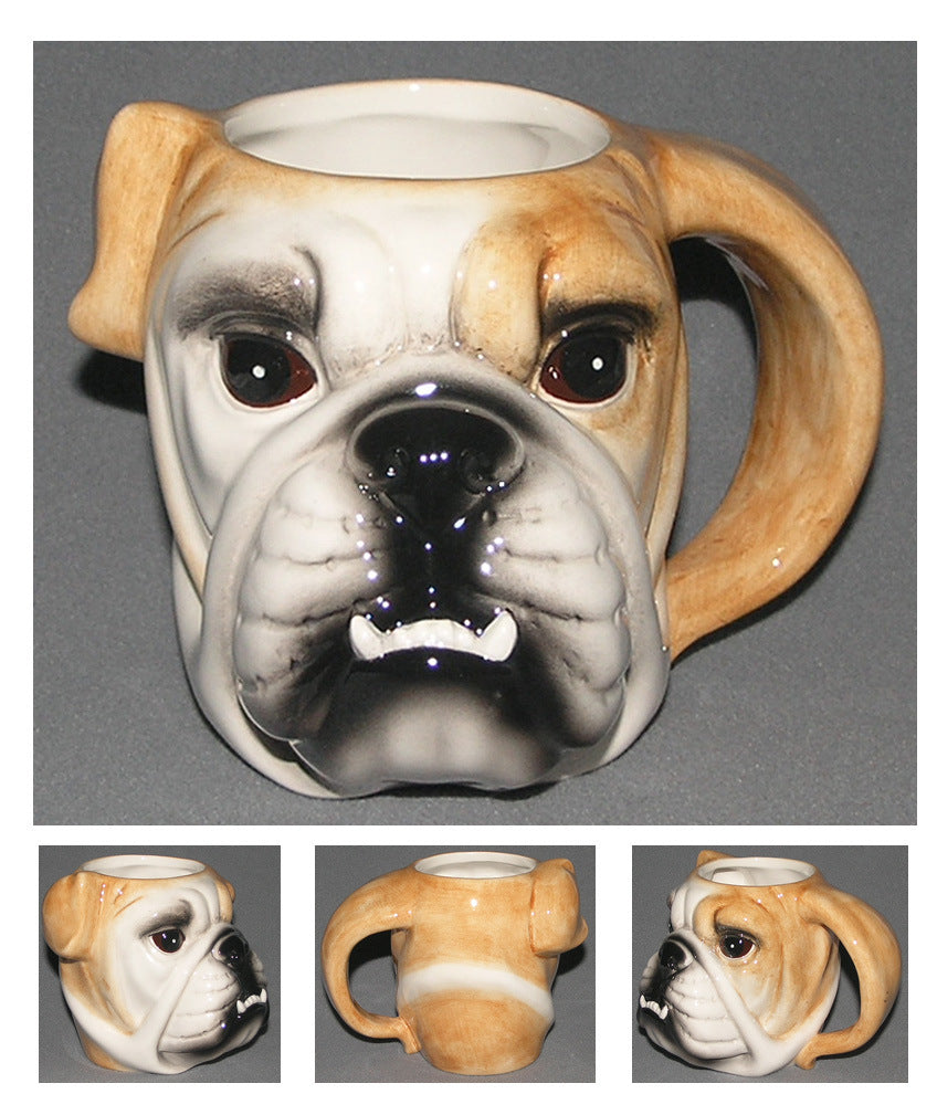 Porcelain mug 3D dog head coffee cup with logo