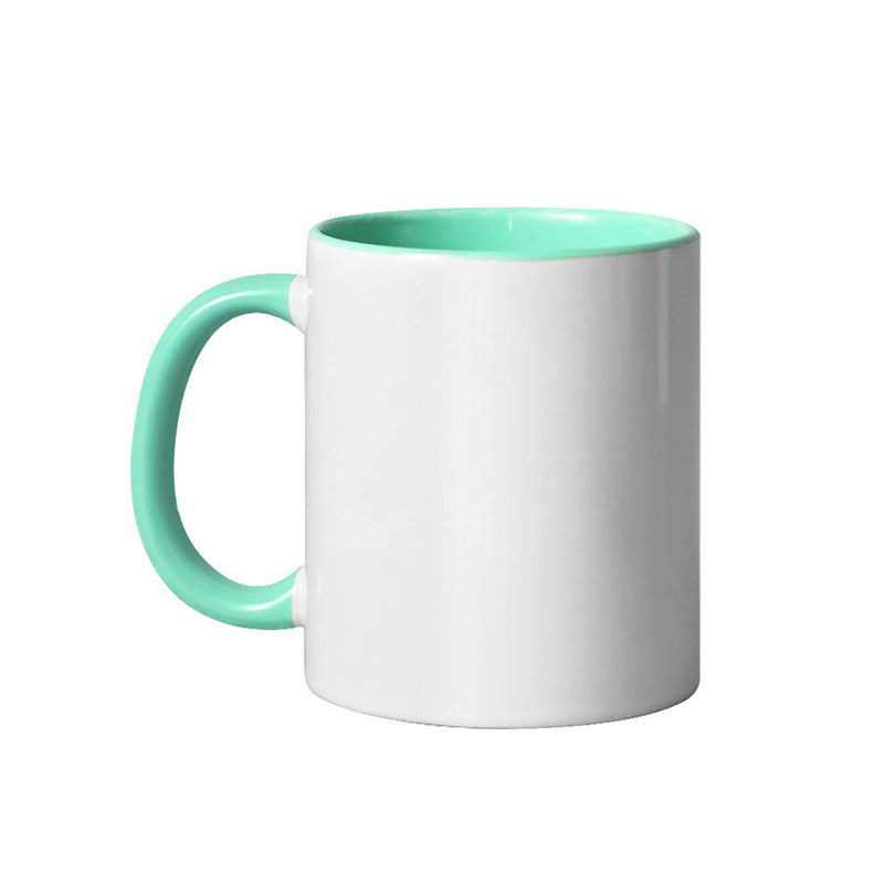 Custom Color Handle Sublimation Mug | Inner Color Ceramic Coffee Cup with Heat Transfer Coating | Personalized Printing Available