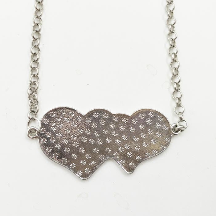 Sublimation Double Heart Necklace | Blank Heat Transfer Pendant | DIY Custom Photo Jewelry Gift