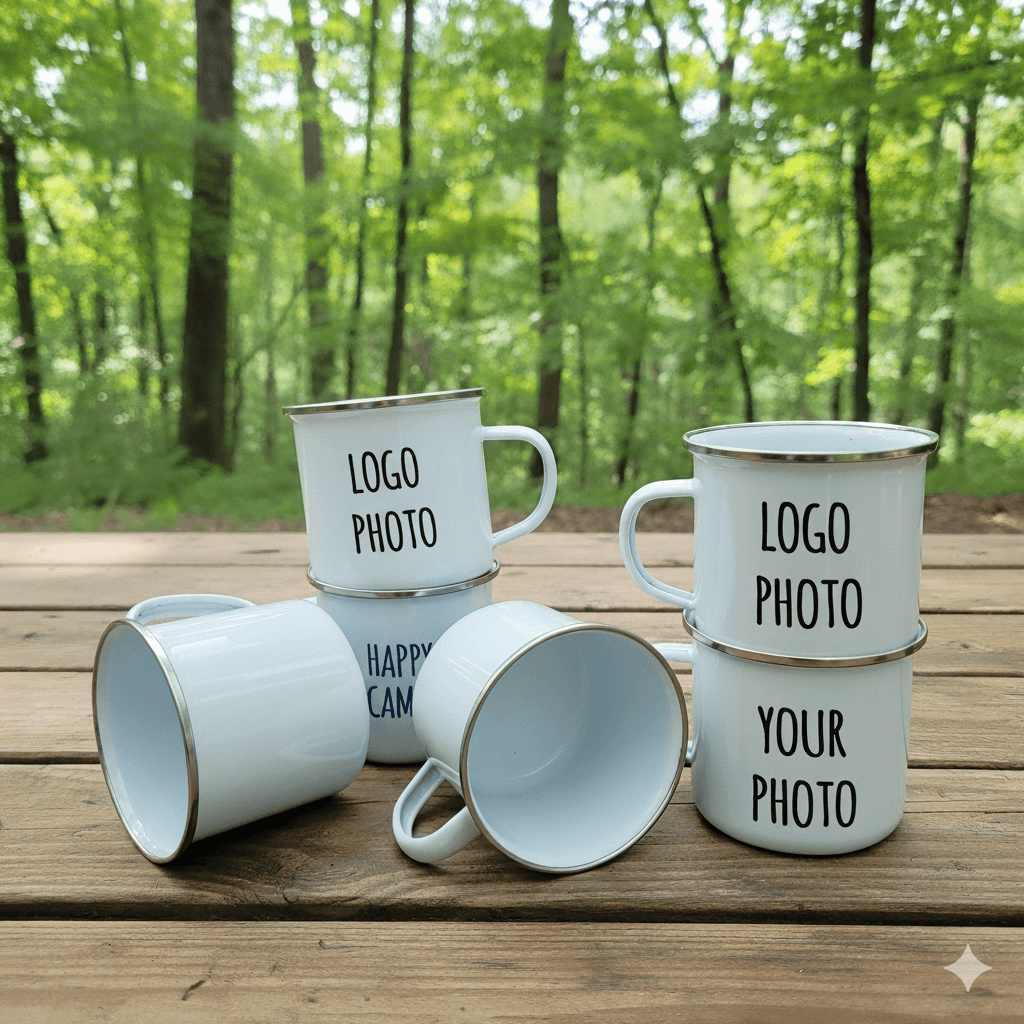 Custom Enamel Mug – Classic Vintage Metal Coffee Cup with Sublimation Coating, Retro Tin Tea Mug, Personalized Design Accepted