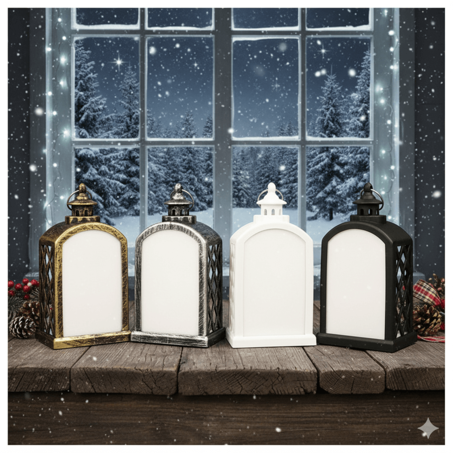 Nueva linterna LED navideña de PET para sublimación: luz nocturna de transferencia de calor para decoración navideña (DIY).