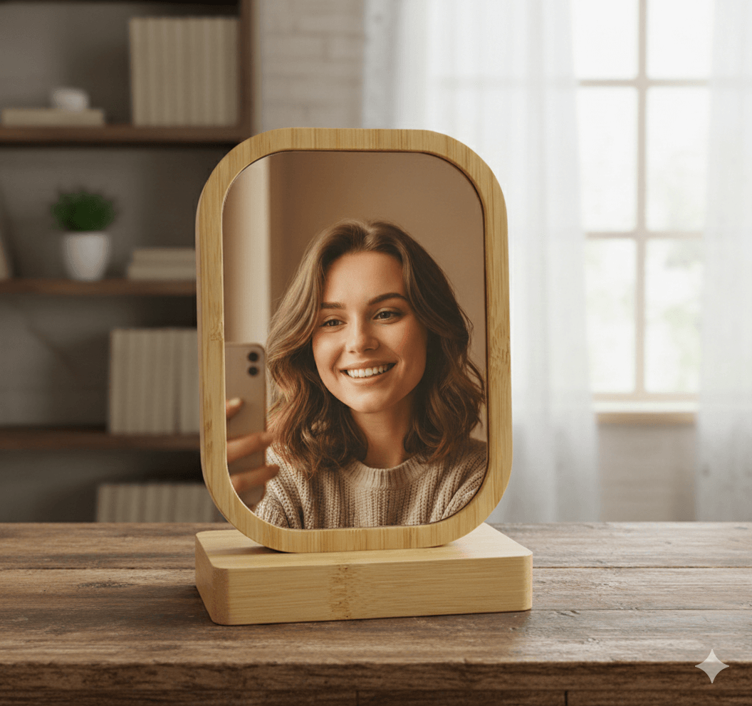 Modern Bamboo Wood Photo Frame – Minimalist Tabletop Picture Frame for Family, Couple, or DIY Personalized Gifts